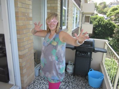 Linda on her balcony