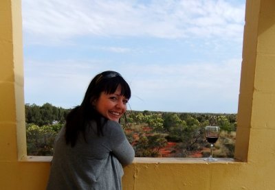 Pam looking over the desert