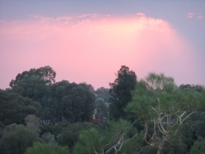 Sunset through some fog in the desert