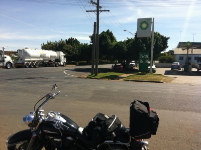 Rest stop in Nyngan...petrol is in litres & Aussie dollars so it is actually expensive at that price!