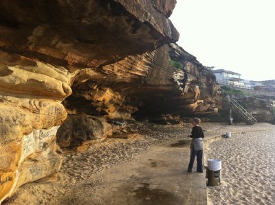Pam at Bronte Beach, scouting out alternate rain locations for our wedding!