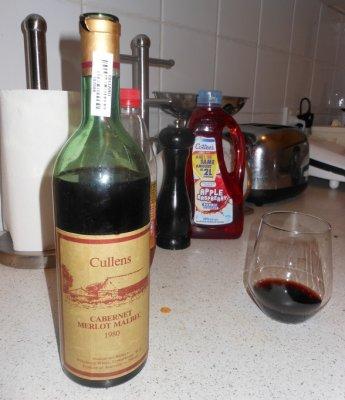 1980 red wine - Pam's pre-wedding night gift to me!