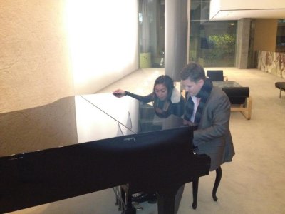 Peter and Jo playing some music in his lobby
