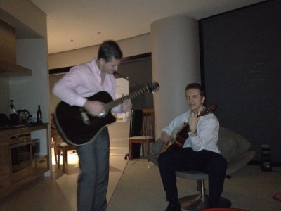 Peter and I on guitars at his place
