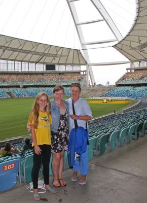 Paula Caitlin and Monique at Mosed Madiba stadium in Durban