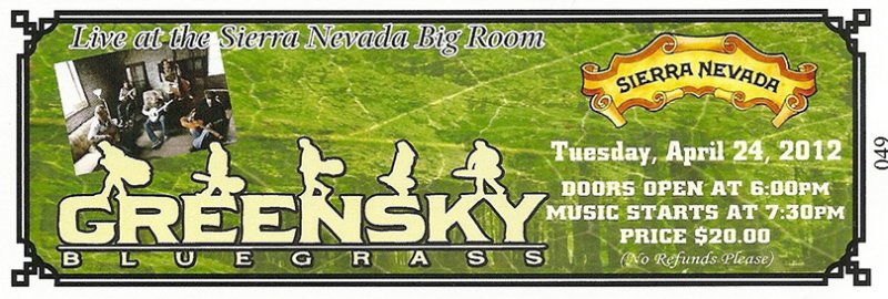 Greensky Bluegrass, Sierra Nevada Brewing Co. Big Room, Chico, Calif., April 24, 2012