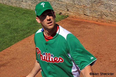 Starting pitcher Cliff Lee. He had just finished his bullpen warm-ups and tossed a ball up to a fan
