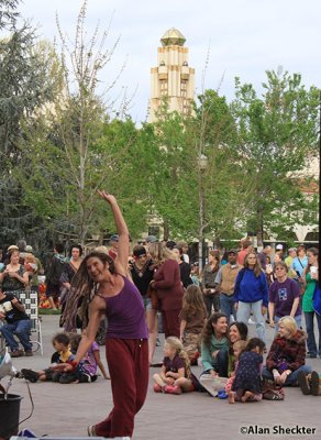 Chico City Plaza, with Senator Theatre tower in the background