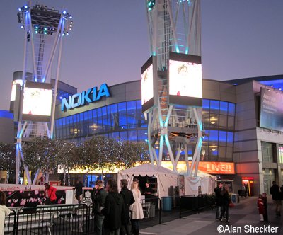 Nokia Theatre - there is a temporary skating rink just outside of the theater