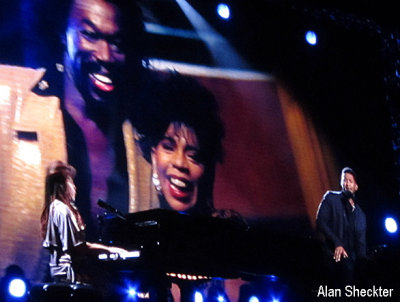 Valerie Simpson and Usher perform In Memoriam segment for the late Nick Ashford and Jerry Lieber. Mike Stoller was also onstage