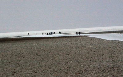 At Badwater Basin salt flats, lowest elevation in the U.S.