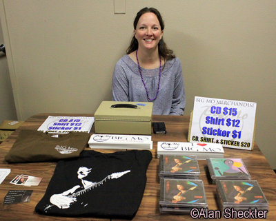 Julie staffs the Big Mo merch. table