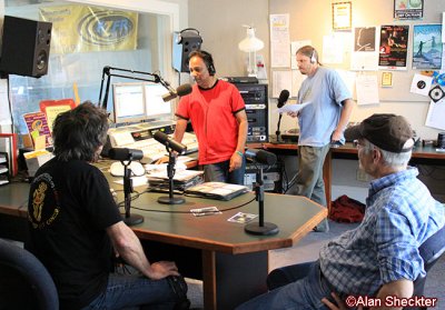 Mickey Hart, Sanjay, DJ/tech guy Bill DeBlonk and station GM Rick Anderson