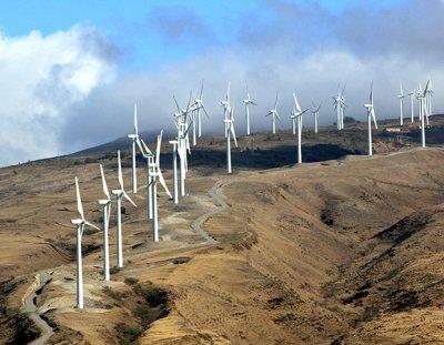 Looking back to Kaheawa Wind Farm, located above Maalaea on Maui