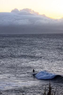 Surfer at Maliko Bay, north shore