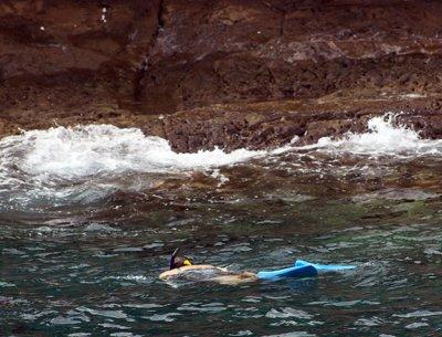 Donna snorkeling at Molokini - water was choppy!
