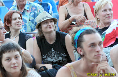 Rosie Burgess & Sam Lohs watching Ani Difranco, Meadow Stage
