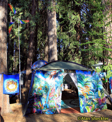 Colorful WorldFest campground scene