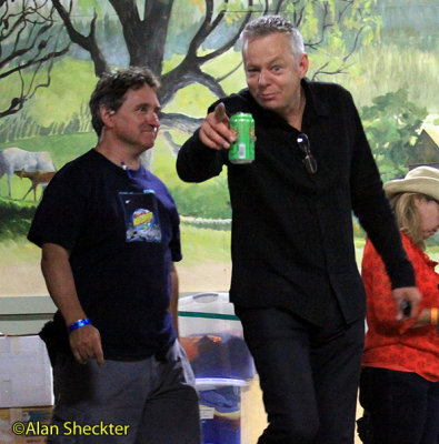 Tommy Emmanuel goofing on the way to meet and greet, accompanied by Paul T.