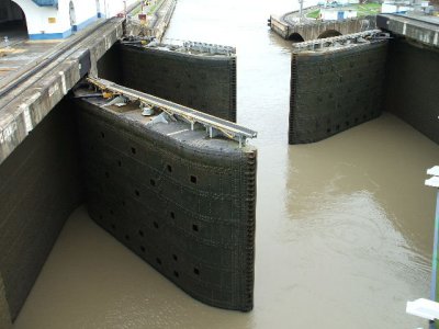 Panama Canal -Pedro Miguel Locks- gates opening
