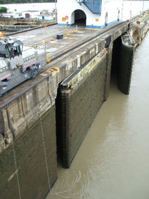 Panama Canal -Pedro Miguel Locks, gates fully opened