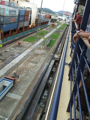 Panama Canal -a narrow 2ft gap btn the ship and canal