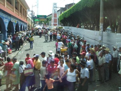 Puerto Quetzal, Guatamala-people gathering at shops