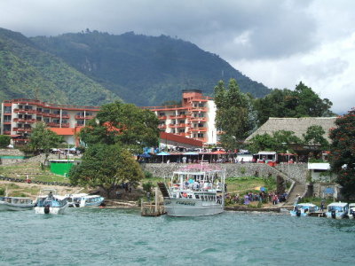 Puerto Quetzal, Guatamala-boats leaving the dock, hotel where we had lunch in background