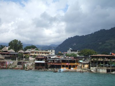 Puerto Quetzal, Guatamala-wealthy homes around lake w/ shacks of workers next to them