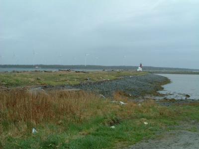 The Pubnico Windmill Farm behind a great lighthouse
