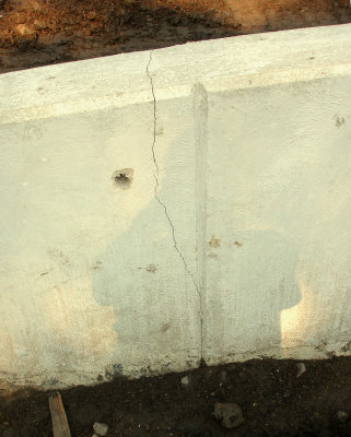 a crack in the ramp wall