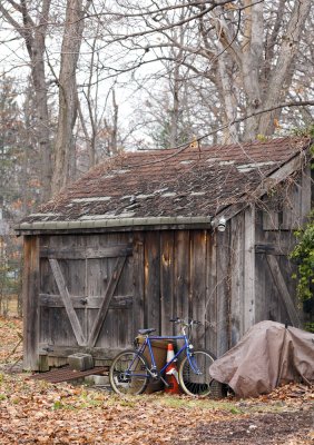New Bike Next to Old Shed