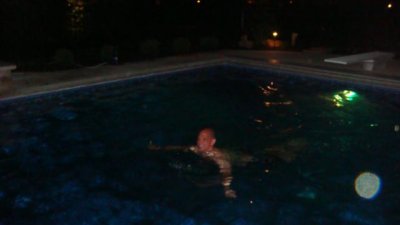 jeff wanted to swim in April- so he got a nighttime swim in!