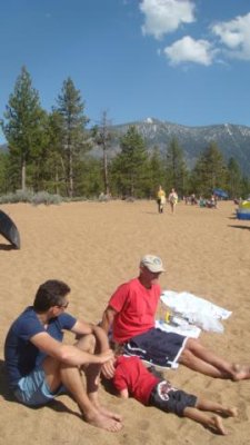 jeff and robin talk politics while adam sunbathes