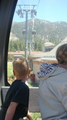 starting up the mountain in the gondola