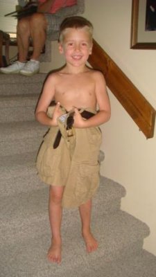 wearing daddy's shorts