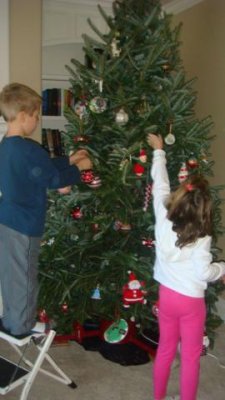 big helpers decorating the tree this year!