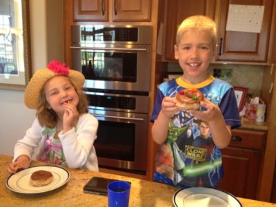finally breakfast time- donuts with jelly beans, because they needed more sugar!