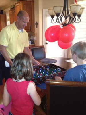 playing foosball- new game