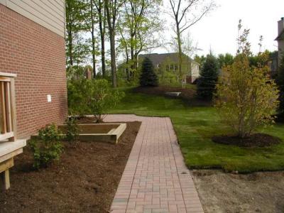 sod and landscaping- pathway to backyard