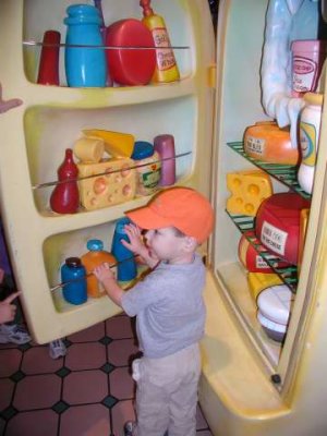minnie's house- her fridge is stocked with cheese