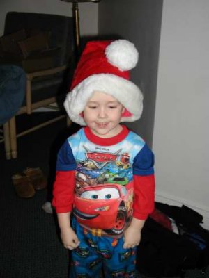cars pj and santa hat