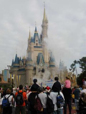 the castle as joey says (they were doing a show and smoke was just set off)