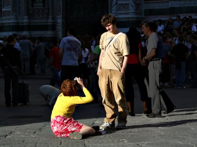 Woman photographing son, Duomo     7896