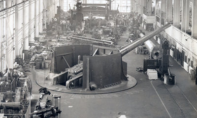 16  Barbette mount with  shield at Watertown Arsenal, December 9, 1938. This gun went to either Battery Townsley or Davis.