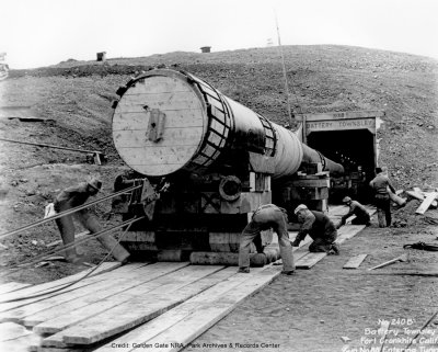Townsley gun #1 entering tunnel July 1939 (GOGA 2316).jpg