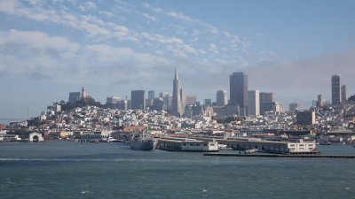 San Francisco skyline from liner