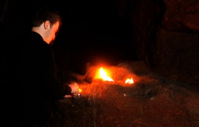 Demonstration of early cave lighting