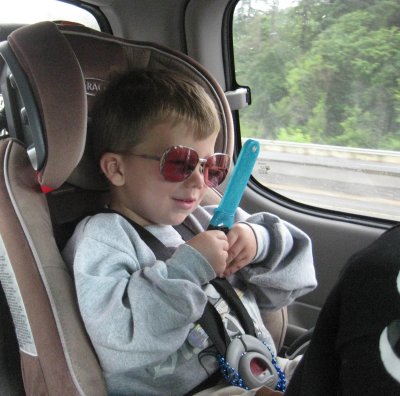 Don't I look handsome in Grannie's glasses?