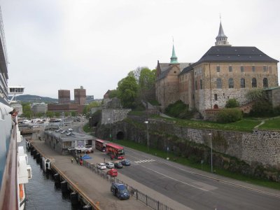 Docked in Oslo next to Akerhus Fortress.